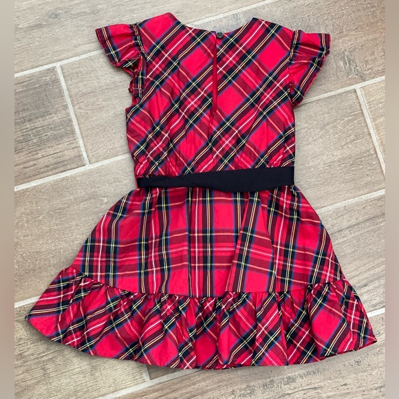 J Crew Toddler Girl Crewcuts Size 2T Tartan Plaid Ruffle Christmas Dress - Picture 6 of 14